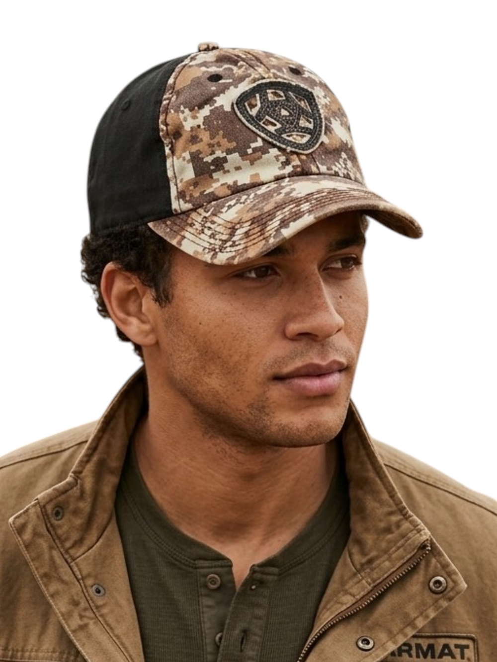 ARIAT Men’s Digital Camo & Black Embroidered Logo Ball Cap Adjustable Hat